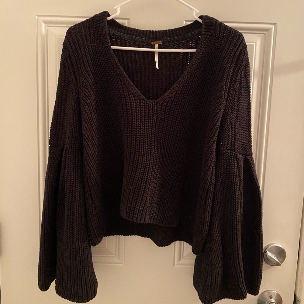 Black bell sleeve sweater